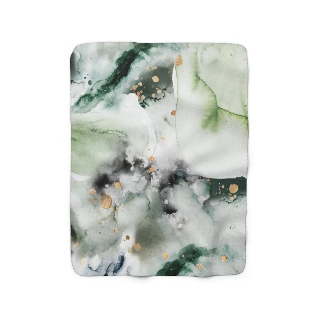 Abstract Comfy Blanket | White Green Splashes