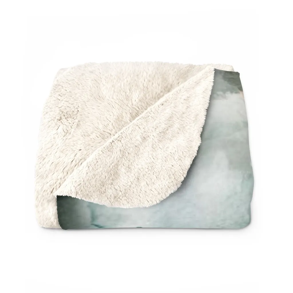 Abstract Comfy Blanket | White Green Splashes