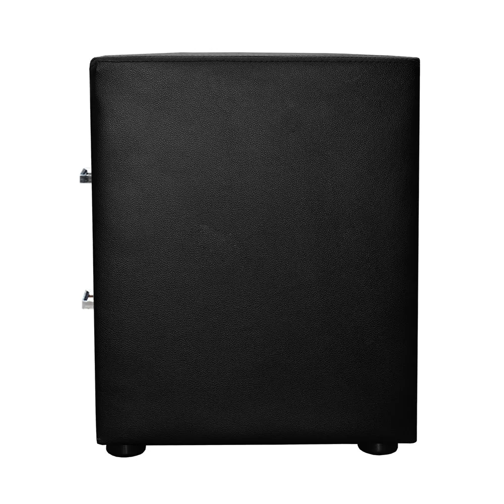 Black Leather Bedside Table 2 Drawers MDF Frame - Artiss CADEN
