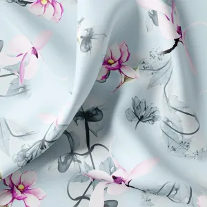 Blue Floral Digital Printed Fabric