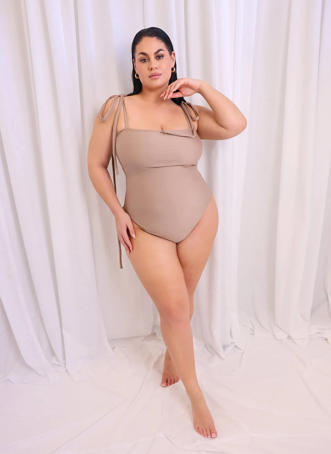 Capri Tie Strap Swimsuit - Taupe