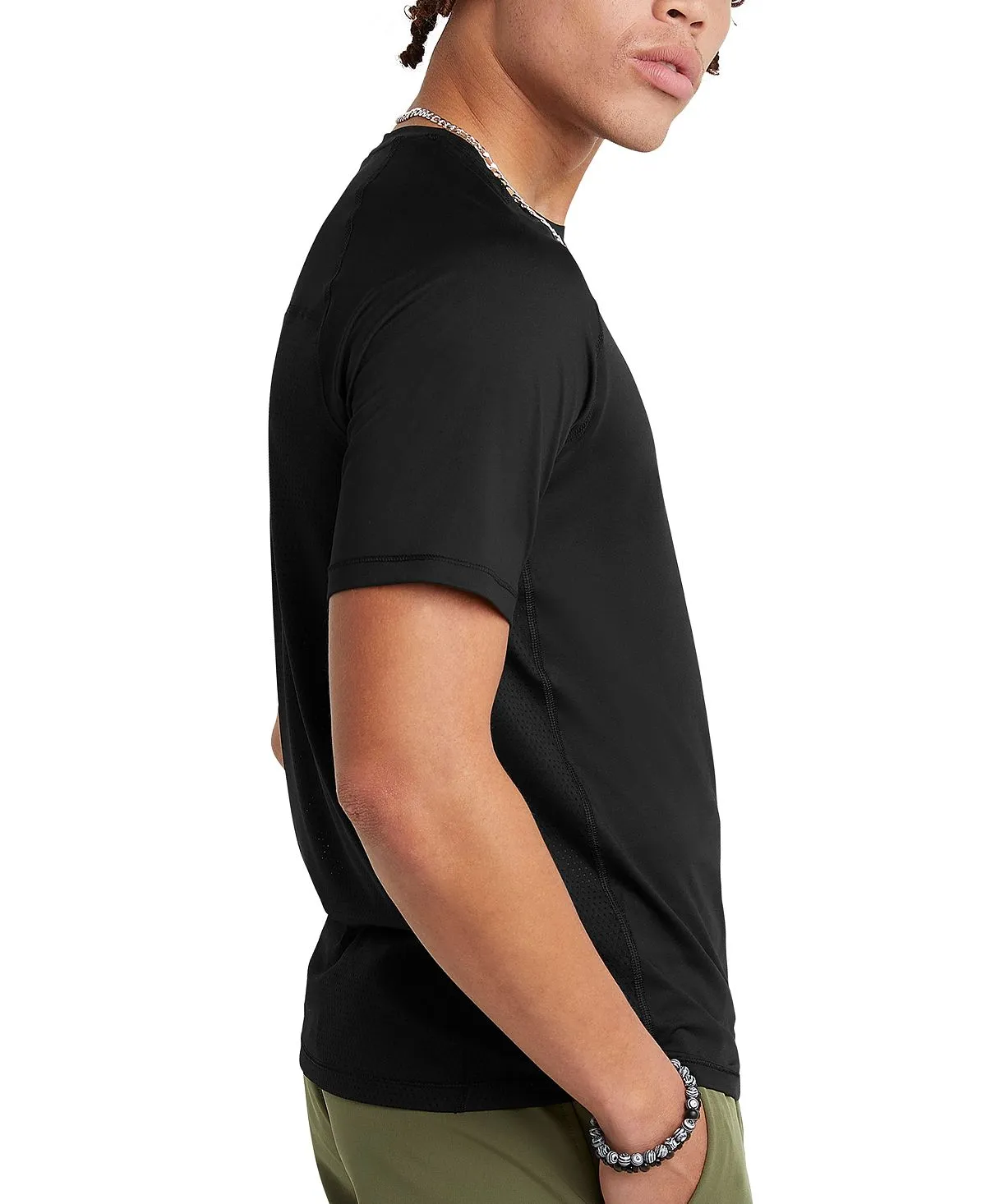 Champion Men's Branded Mesh Back T-Shirt, Black