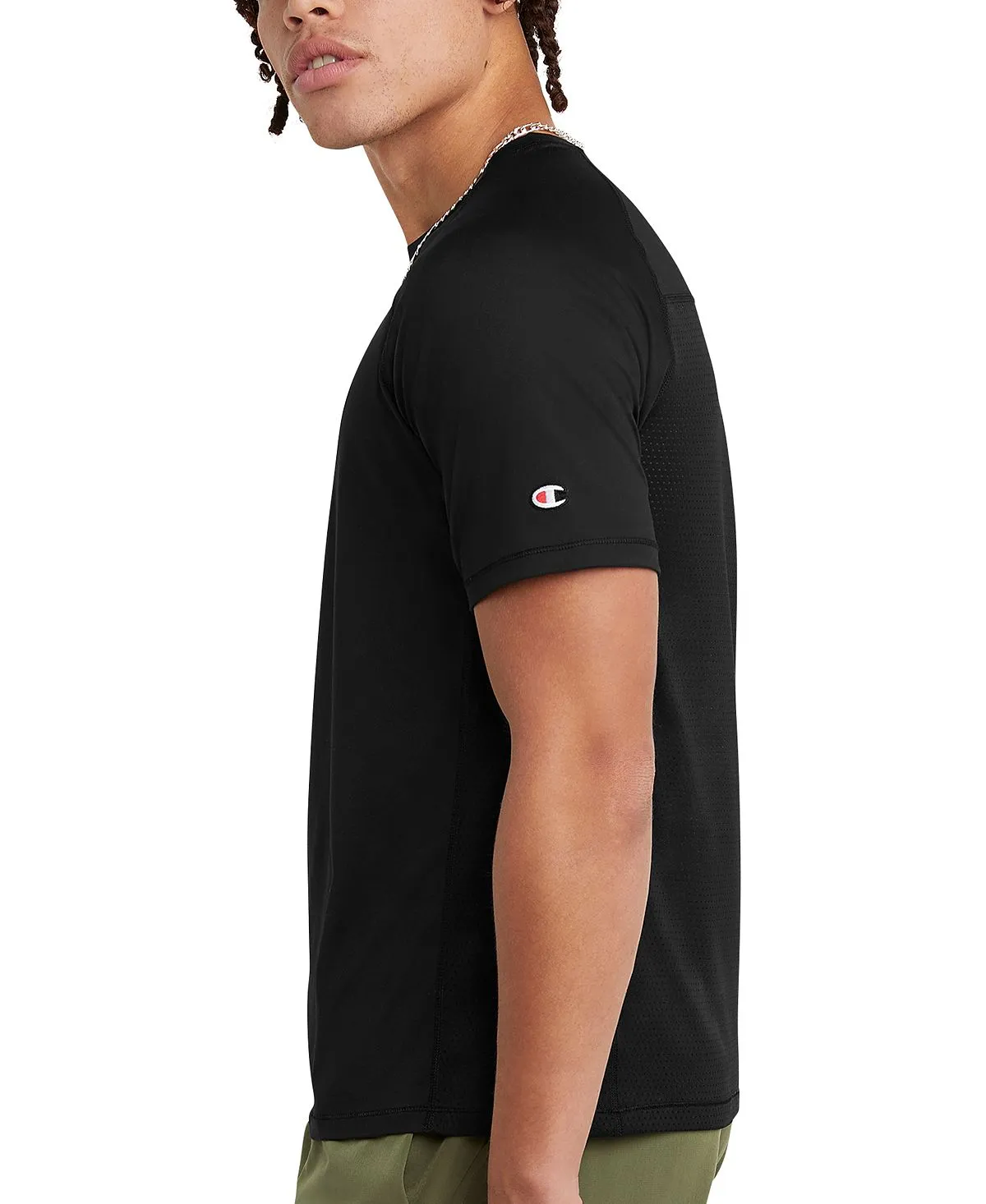 Champion Men's Branded Mesh Back T-Shirt, Black