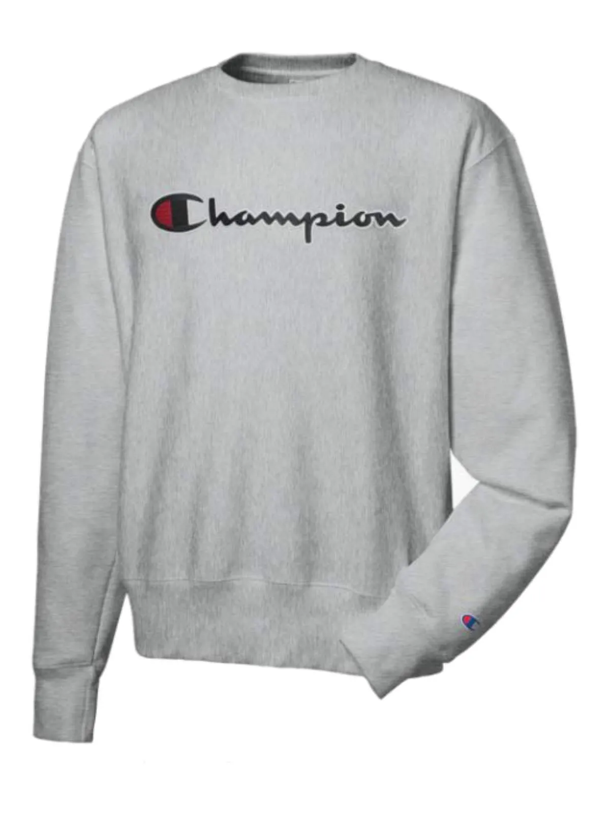Champion Men's Heather Gray Fleece Lined Reverse Weave Crew Sweatshirt
