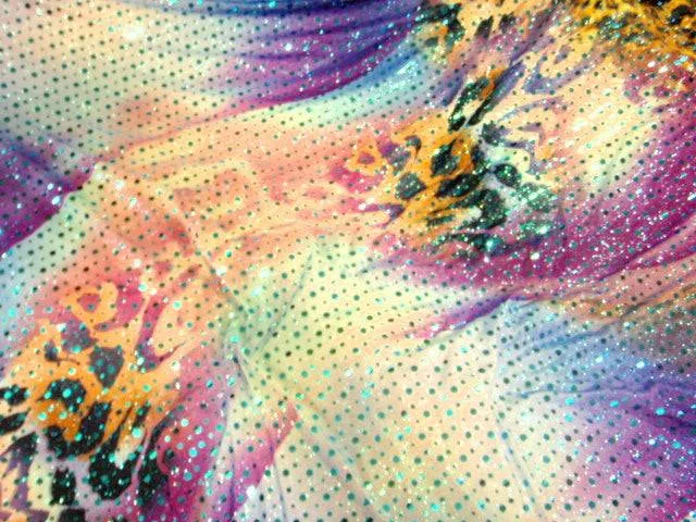 Circular Foil Sequin Motif - 4 Way Printed Spandex
