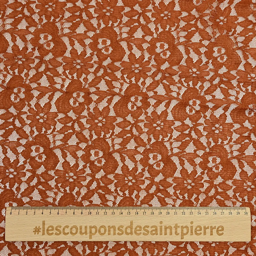 Dentelle polyester Sandrine marron rouille