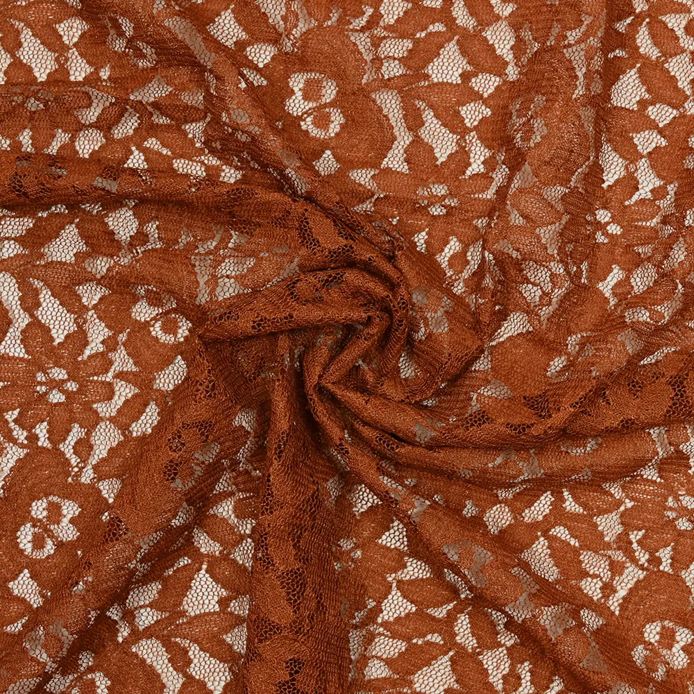 Dentelle polyester Sandrine marron rouille