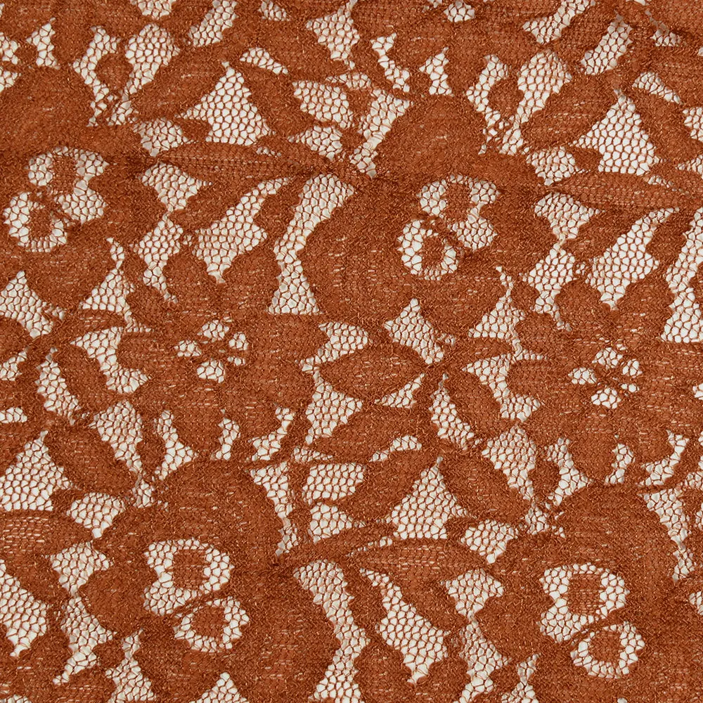 Dentelle polyester Sandrine marron rouille