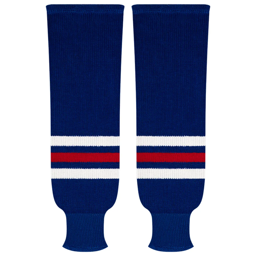 Kobe Sportswear 9818A New York Rangers Away Pro Knit Ice Hockey Socks