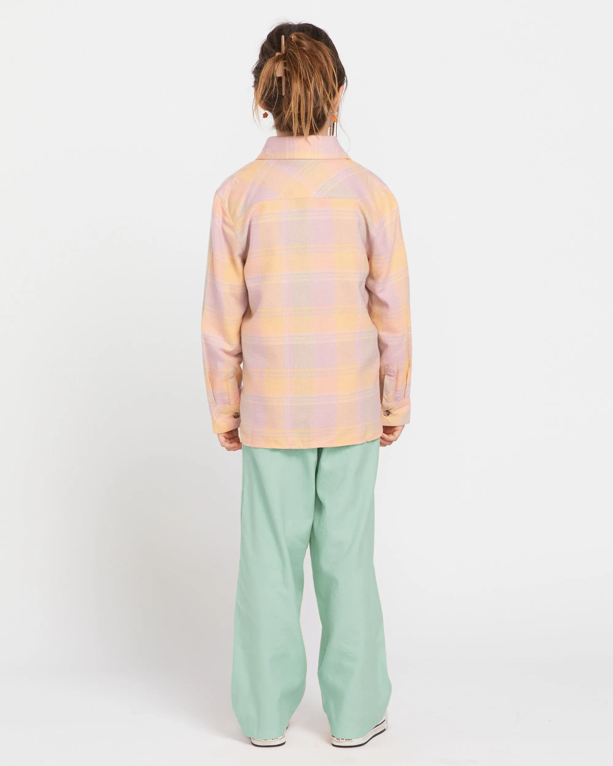 Little Girls Rad Plaid Long Sleeve Shirt - Sand