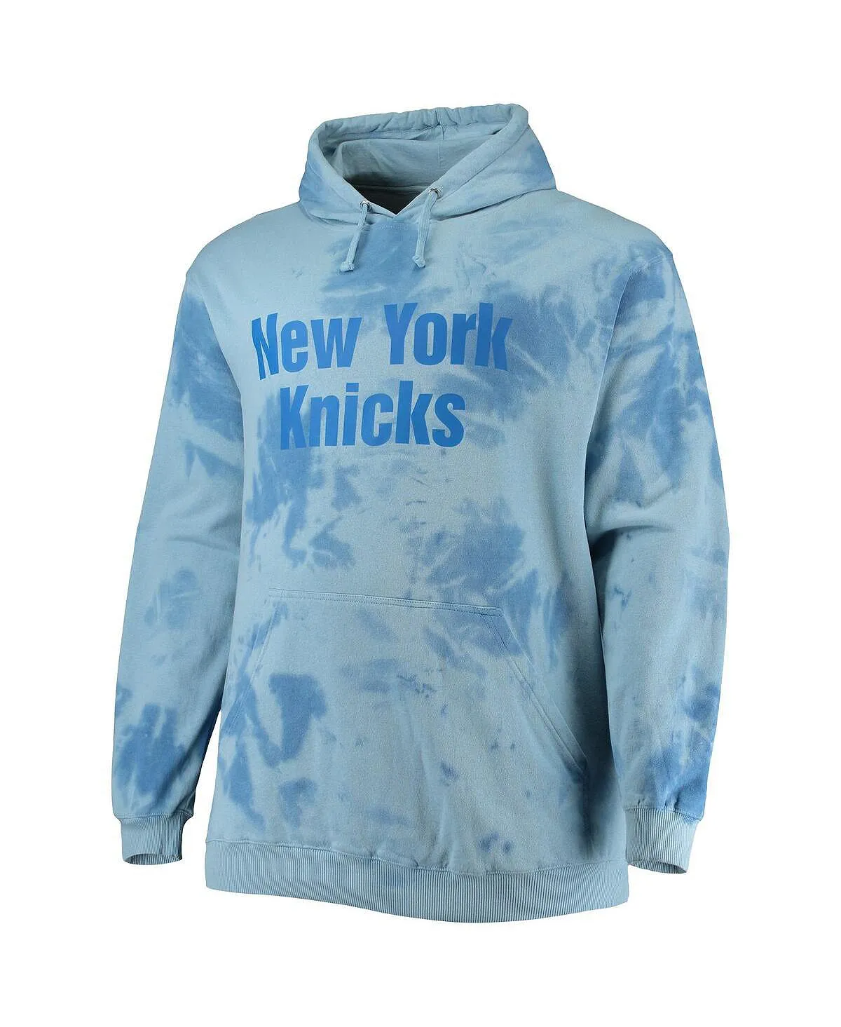 Men's Branded Blue Hoodie New York Knicks Big and Tall Wordmark Cloud Dye Pullover Fanatics ,  blue