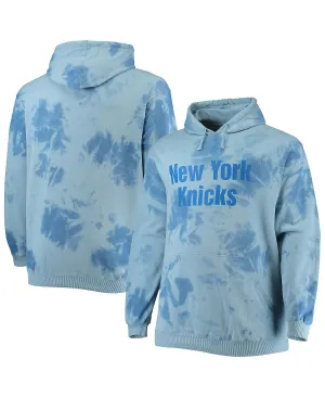 Men's Branded Blue Hoodie New York Knicks Big and Tall Wordmark Cloud Dye Pullover Fanatics ,  blue