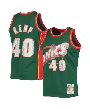 Men's t-shirt shawn kemp green seattle supersonics 1995-96 hardwood classics 75th anniversary diamond swingman jersey Mitchell & Ness ,  green