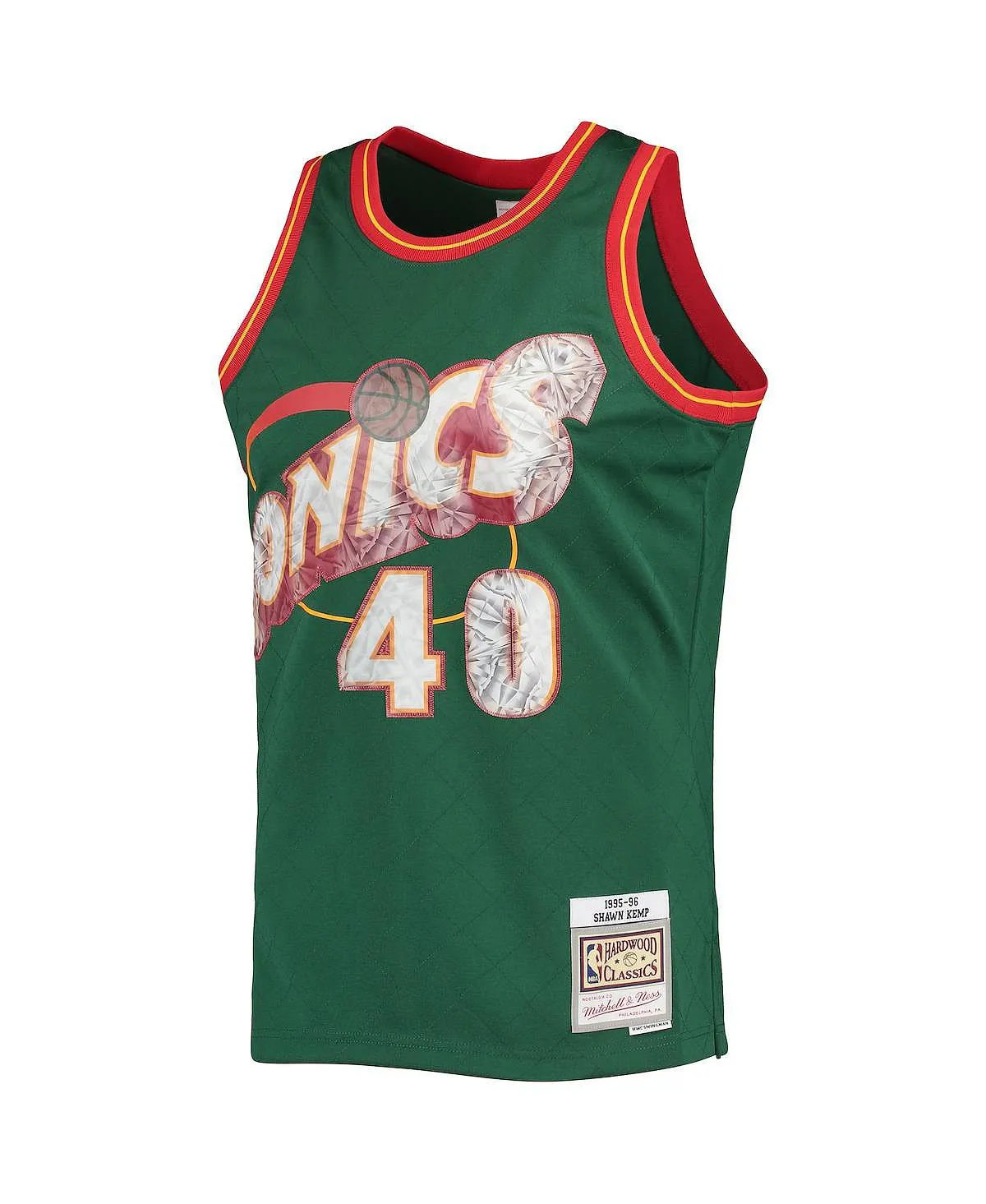 Men's t-shirt shawn kemp green seattle supersonics 1995-96 hardwood classics 75th anniversary diamond swingman jersey Mitchell & Ness ,  green