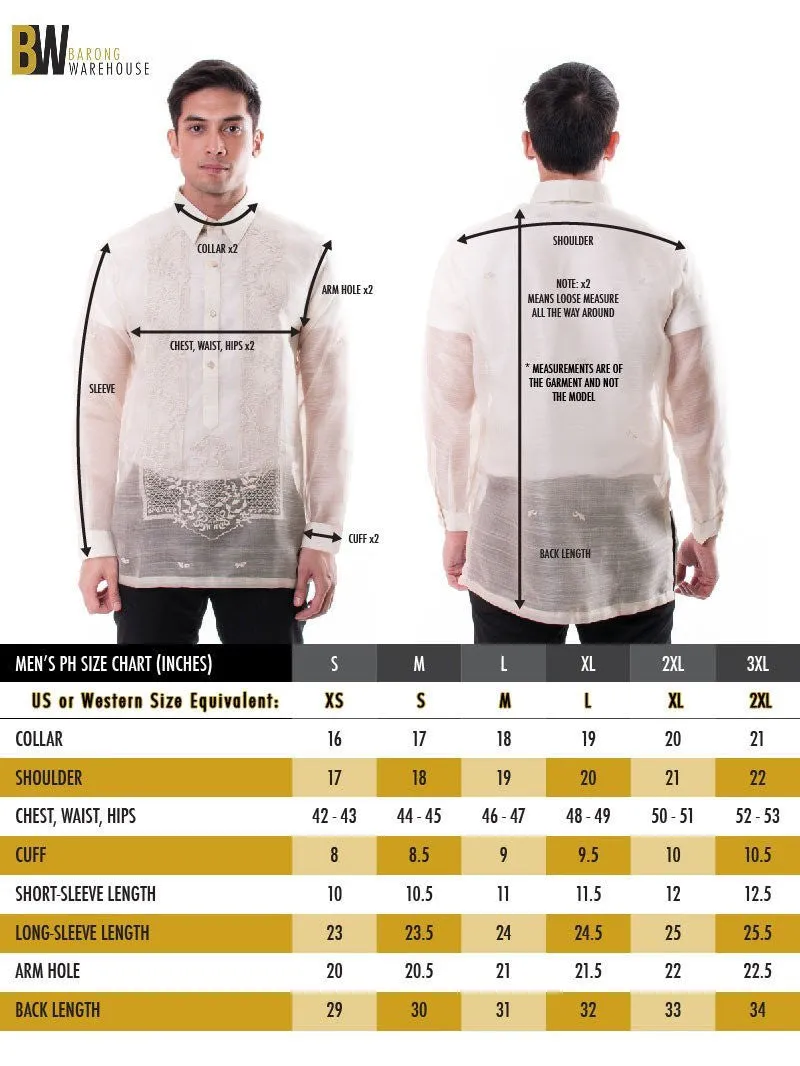 MO28 - MADE-TO-ORDER - Organza Pina Barong Tagalog with Lining Black