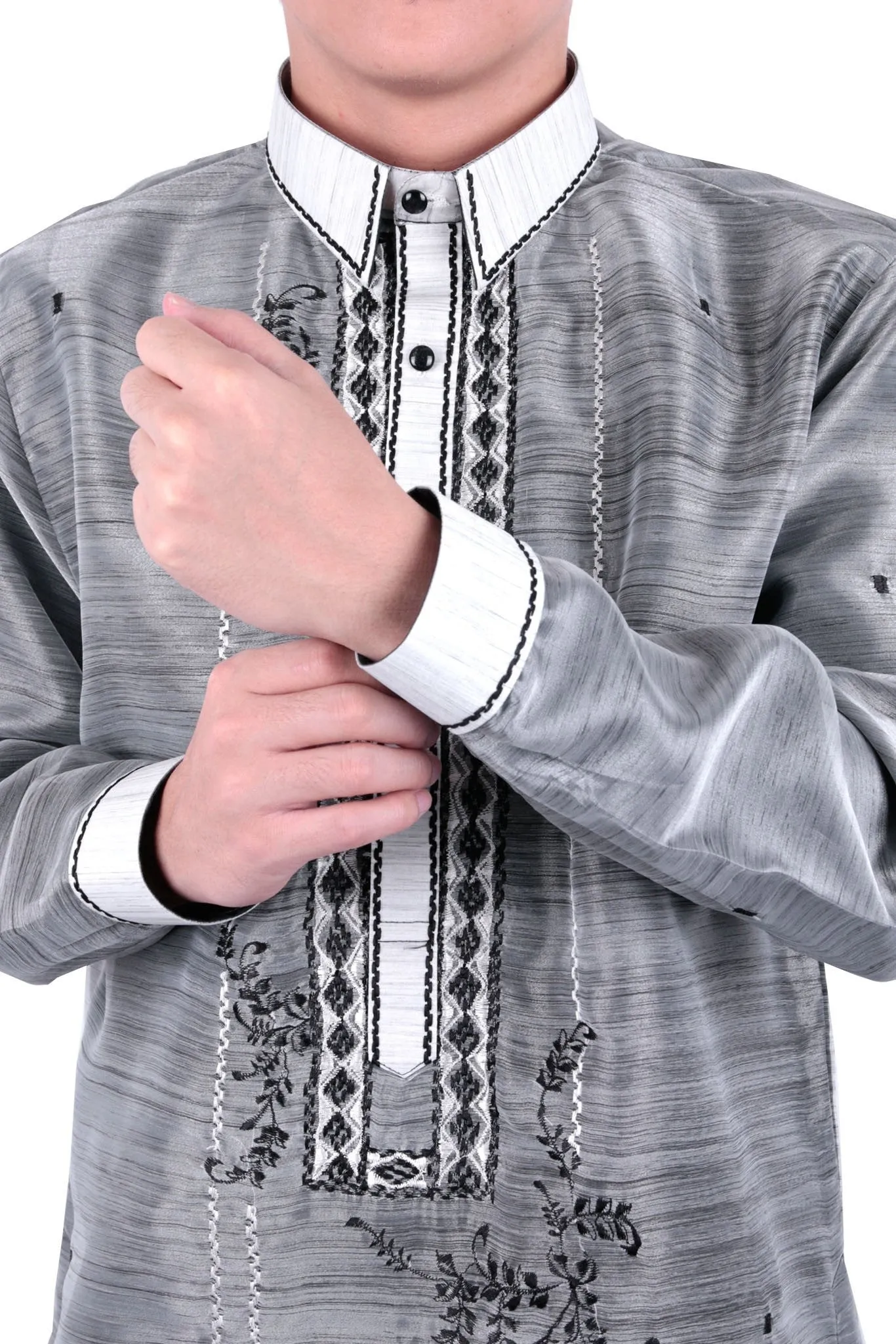 MO28 - MADE-TO-ORDER - Organza Pina Barong Tagalog with Lining Black