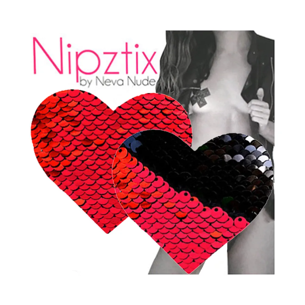 Neva Nude Pasty Heart Sequins Red To Black