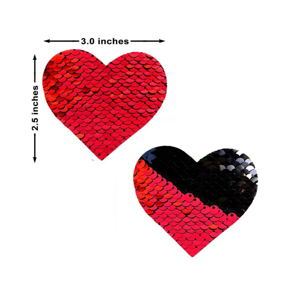 Neva Nude Pasty Heart Sequins Red To Black