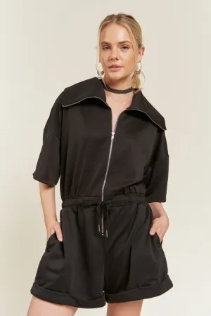 Plus Terry Zip Front Romper
