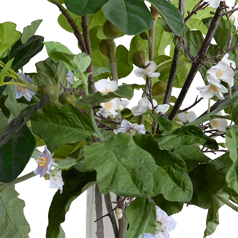 Quince, Fig Branches & Eggplant Vine in Glass 52"H
