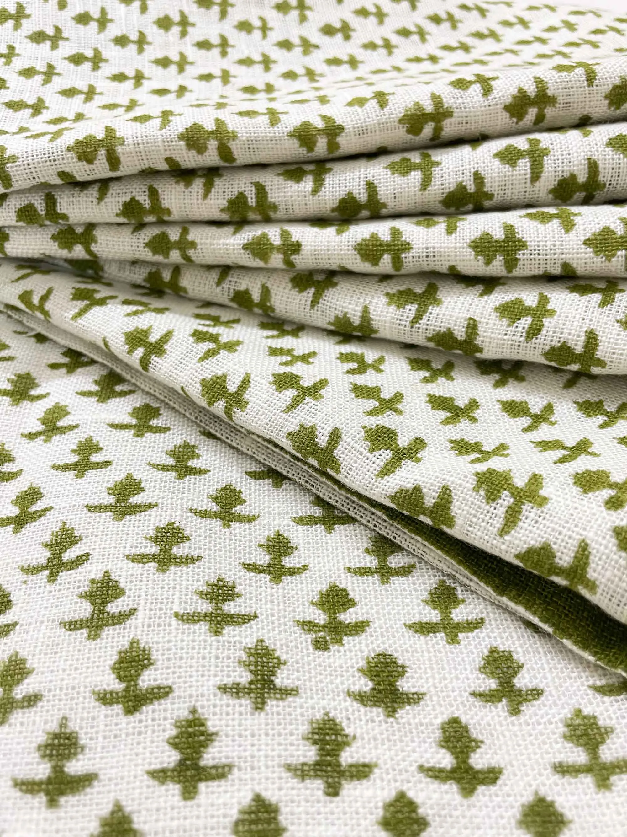 Sage Green Hand Block Printed Dinner Napkins Set Of Four