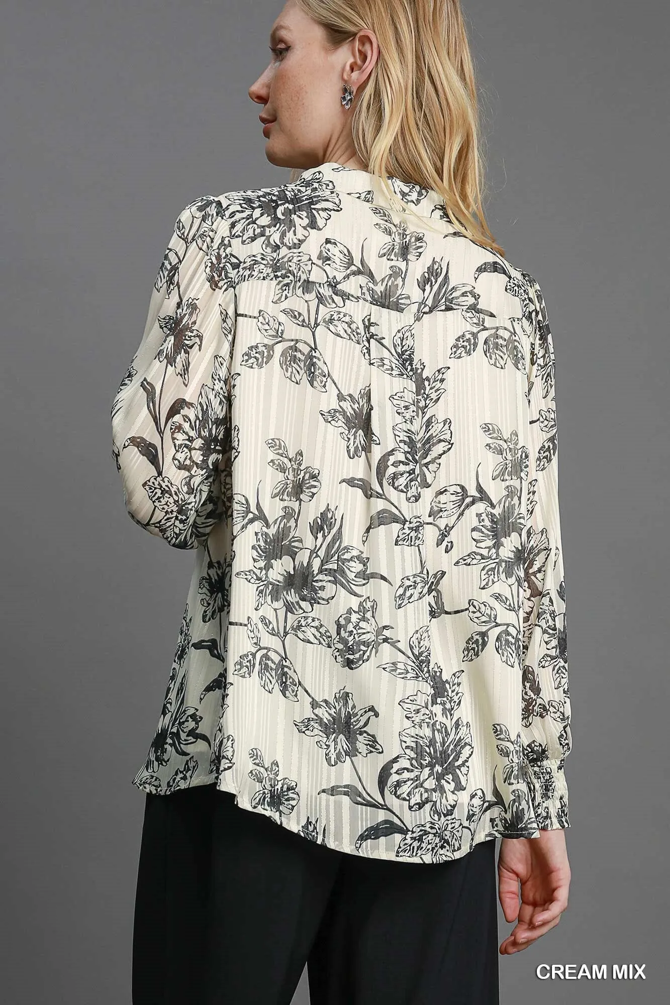 SHEER LUREX FRONT POCKET COLLAR TOP