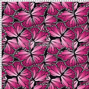 Spandex Butterflies Raspberry - Glitter Stardust