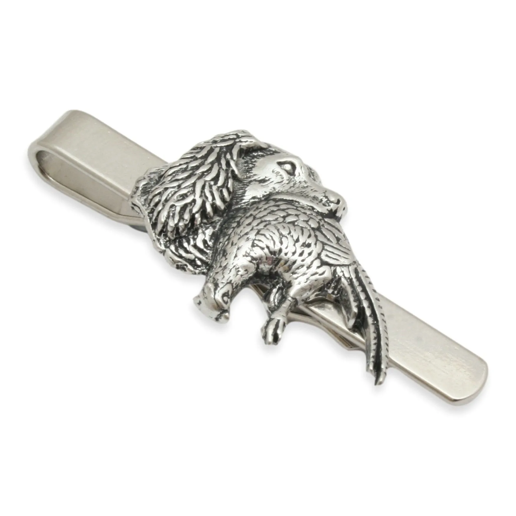 Spaniel with Pheasant English Pewter Tie Bar
