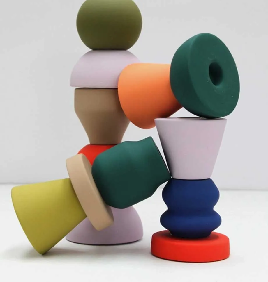 Stack Forest Green Candlestick Holder