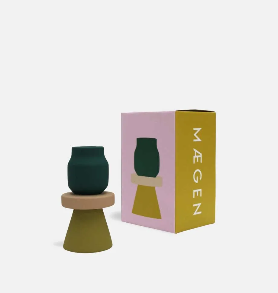 Stack Forest Green Candlestick Holder