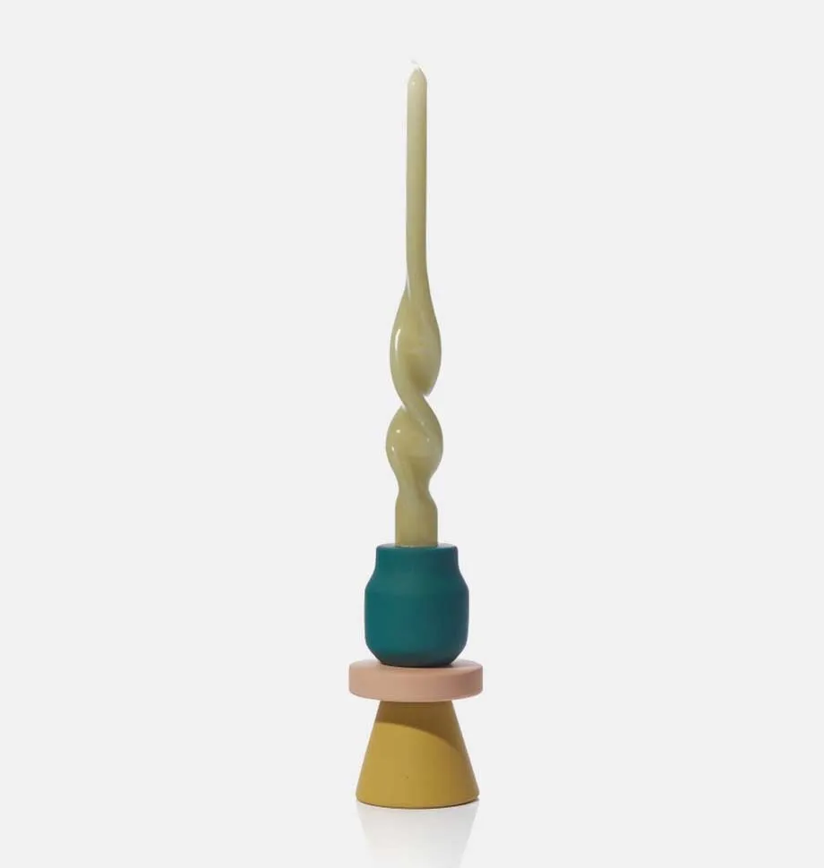 Stack Forest Green Candlestick Holder