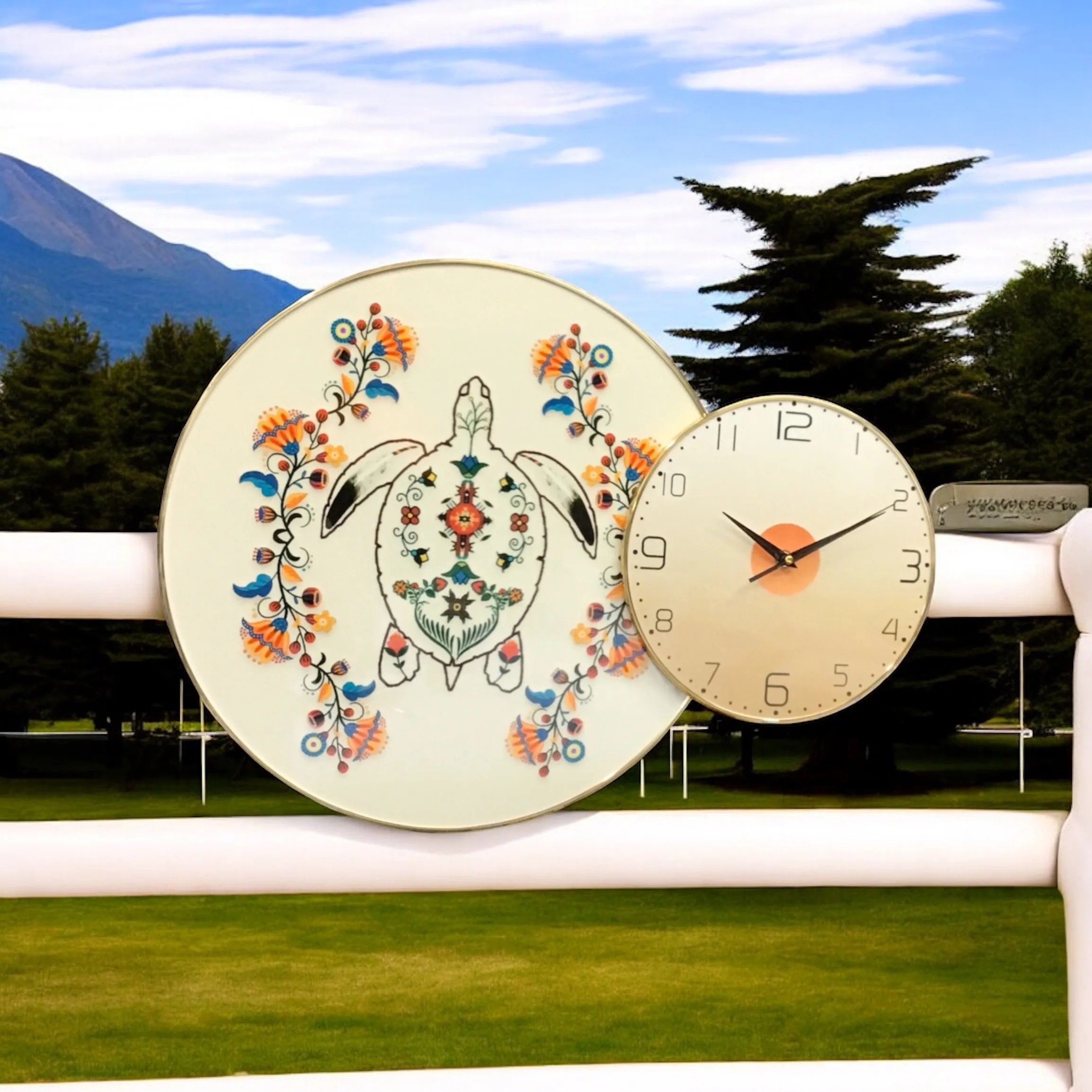 Turtle White Native Wall Clock