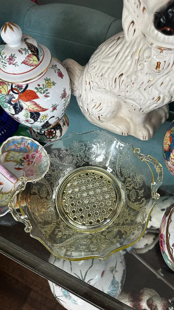 Vintage Depression Glass Serving Bowl - Madrid Pattern