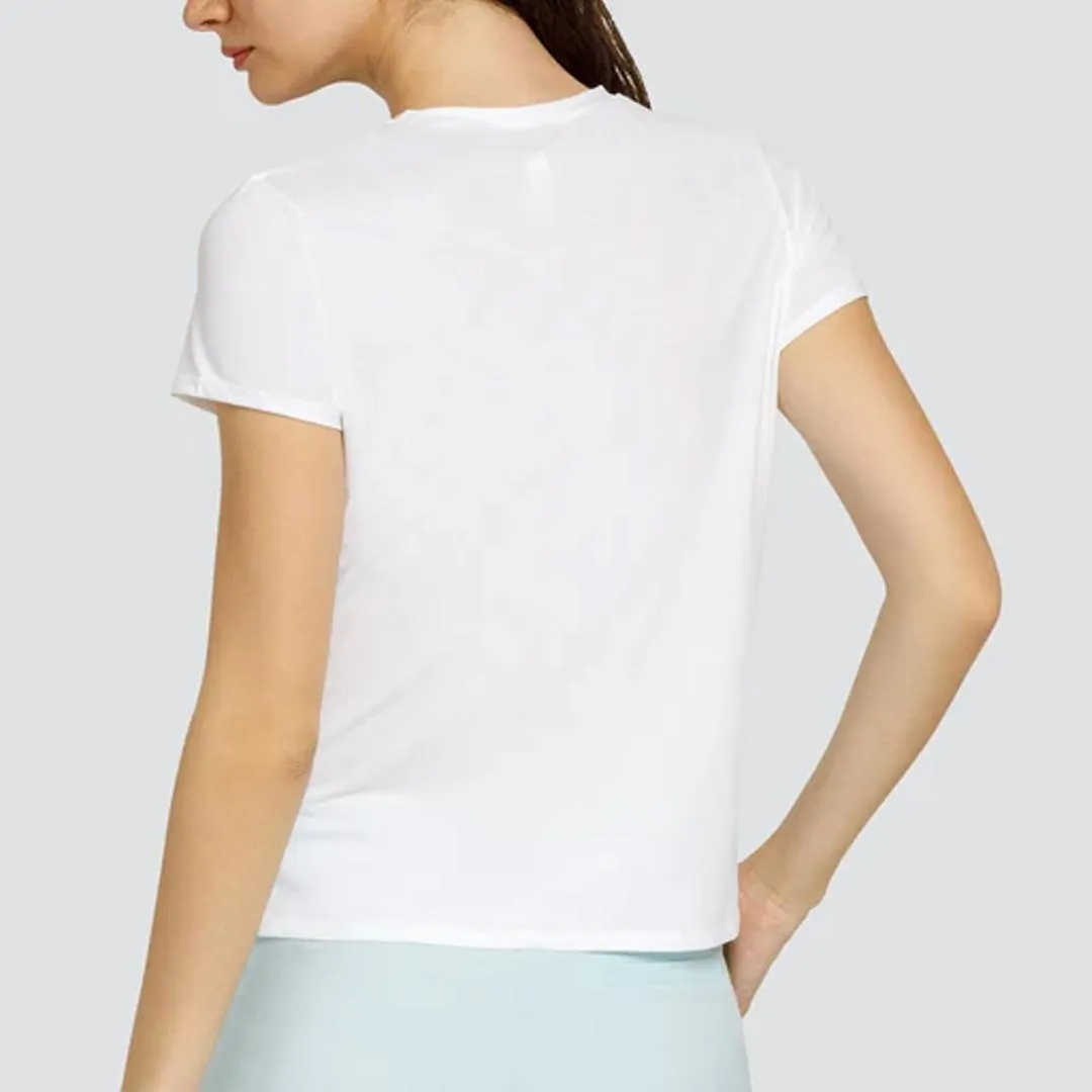 Women's Bijou Short Sleeve Tennis Top White with Logo