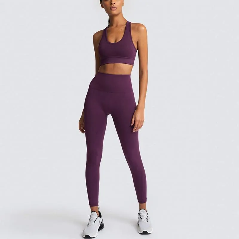 Yoga Suit Sportswear Fitness Suit Sports Bra Leggings 2 Piece Sets  For Yoga Female